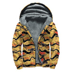 Aboriginal Kangaroo Pattern Print Sherpa Lined Zip Up Hoodie