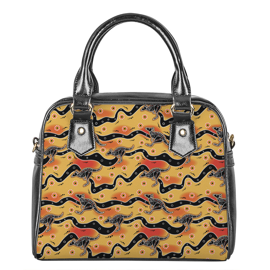 Aboriginal Kangaroo Pattern Print Shoulder Handbag