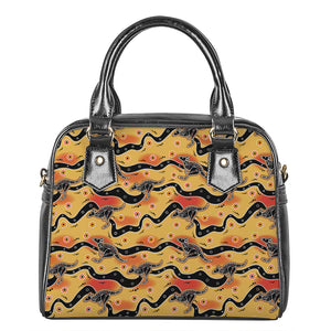 Aboriginal Kangaroo Pattern Print Shoulder Handbag