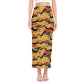 Aboriginal Kangaroo Pattern Print Side Slit Maxi Skirt