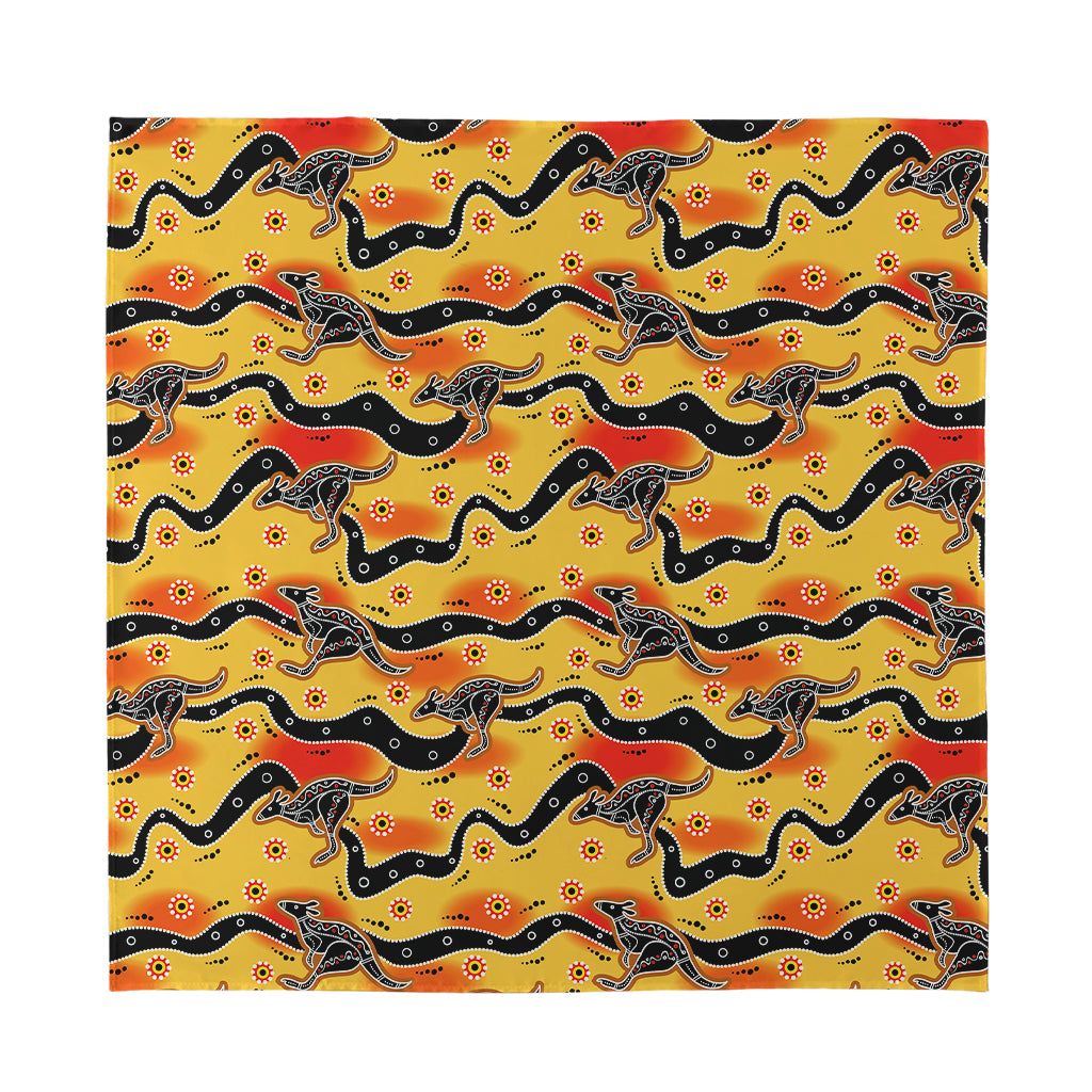 Aboriginal Kangaroo Pattern Print Silk Bandana