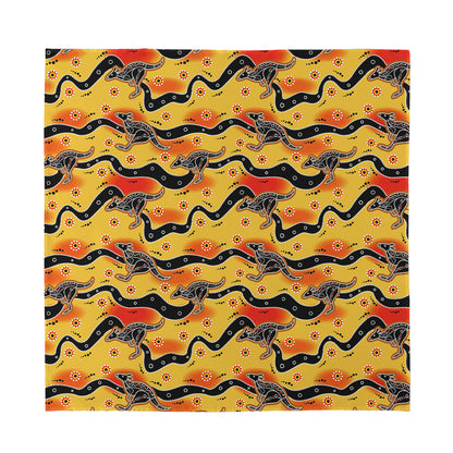 Aboriginal Kangaroo Pattern Print Silk Bandana