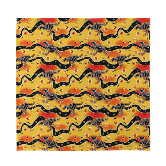 Aboriginal Kangaroo Pattern Print Silk Bandana
