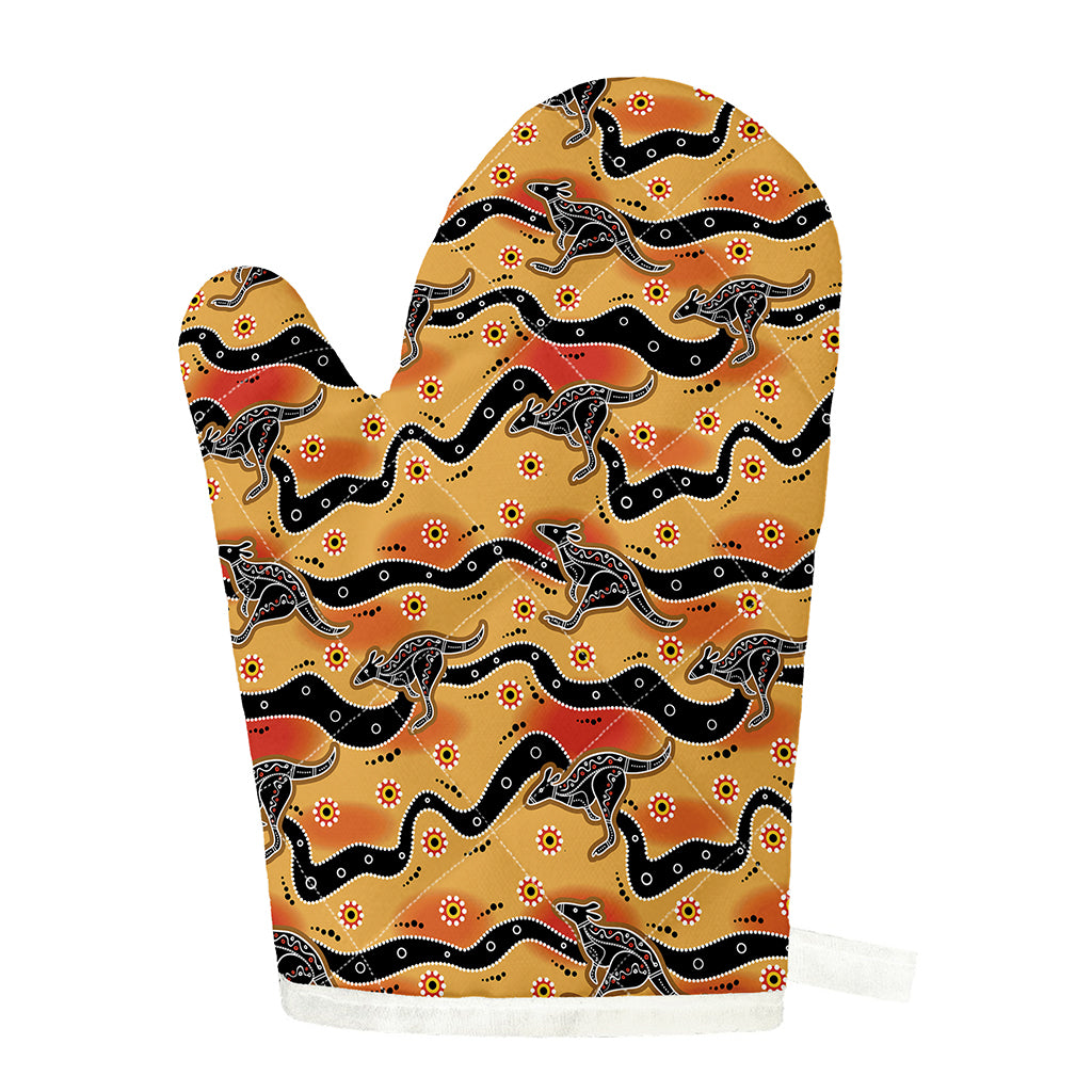 Aboriginal Kangaroo Pattern Print Single Oven Mitt