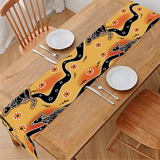 Aboriginal Kangaroo Pattern Print Table Runner