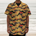 Aboriginal Kangaroo Pattern Print Textured Short Sleeve Shirt