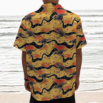 Aboriginal Kangaroo Pattern Print Textured Short Sleeve Shirt