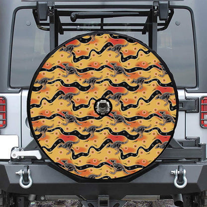 Aboriginal Kangaroo Pattern Print Tire Cover With Camera Hole