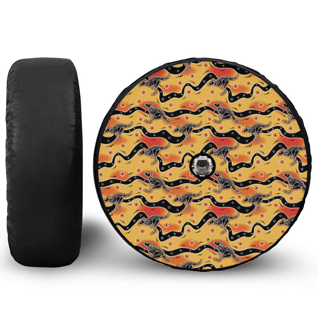 Aboriginal Kangaroo Pattern Print Tire Cover With Camera Hole