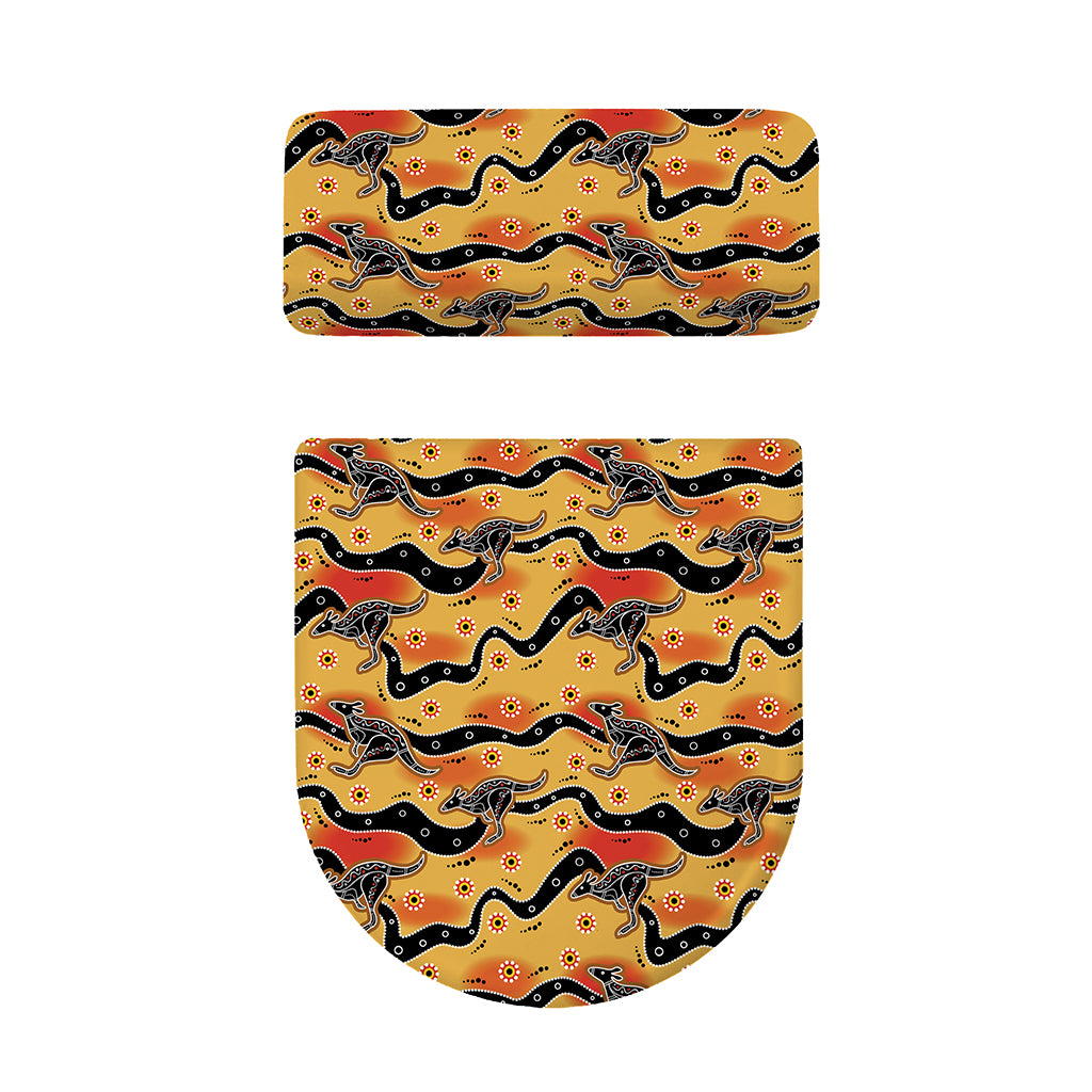 Aboriginal Kangaroo Pattern Print Toilet Lid And Tank Cover Set