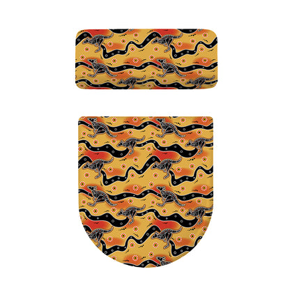 Aboriginal Kangaroo Pattern Print Toilet Lid And Tank Cover Set