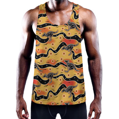 Aboriginal Kangaroo Pattern Print Training Tank Top