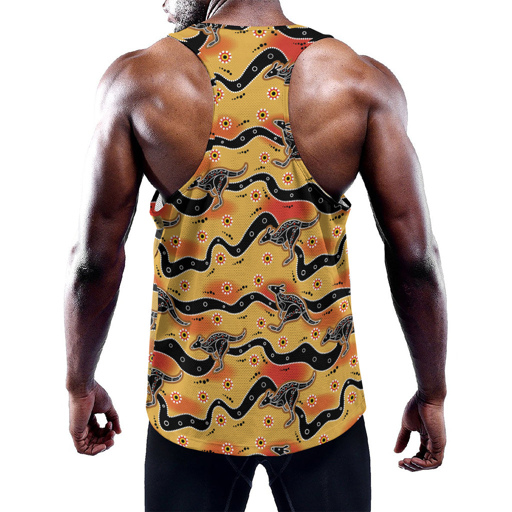 Aboriginal Kangaroo Pattern Print Training Tank Top