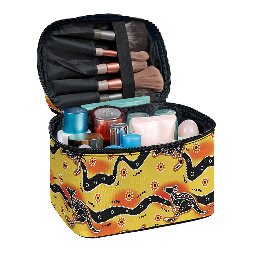 Aboriginal Kangaroo Pattern Print Travel Makeup Bag