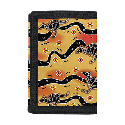 Aboriginal Kangaroo Pattern Print Trifold Wallet