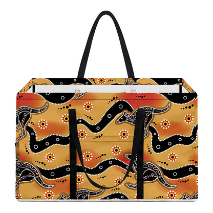 Aboriginal Kangaroo Pattern Print Utility Tote Bag