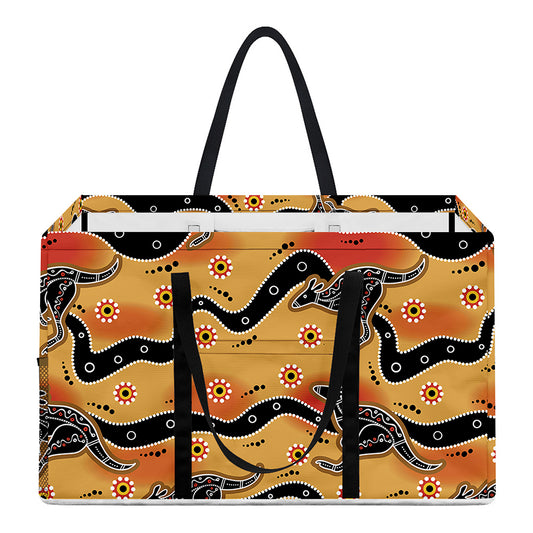 Aboriginal Kangaroo Pattern Print Utility Tote Bag