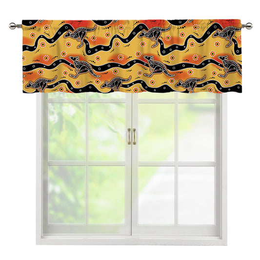 Aboriginal Kangaroo Pattern Print Window Valance