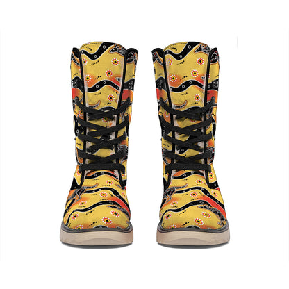Aboriginal Kangaroo Pattern Print Winter Boots