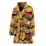 Aboriginal Kangaroo Pattern Print Women's Bathrobe