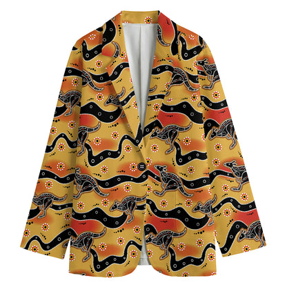 Aboriginal Kangaroo Pattern Print Women's Blazer