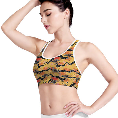 Aboriginal Kangaroo Pattern Print Women's Sports Bra