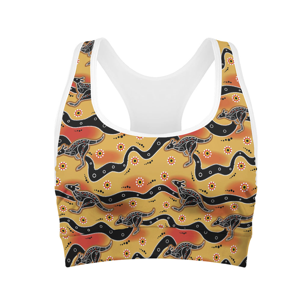 Aboriginal Kangaroo Pattern Print Women's Sports Bra