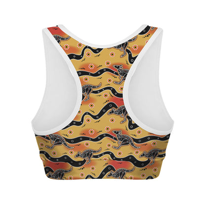 Aboriginal Kangaroo Pattern Print Women's Sports Bra