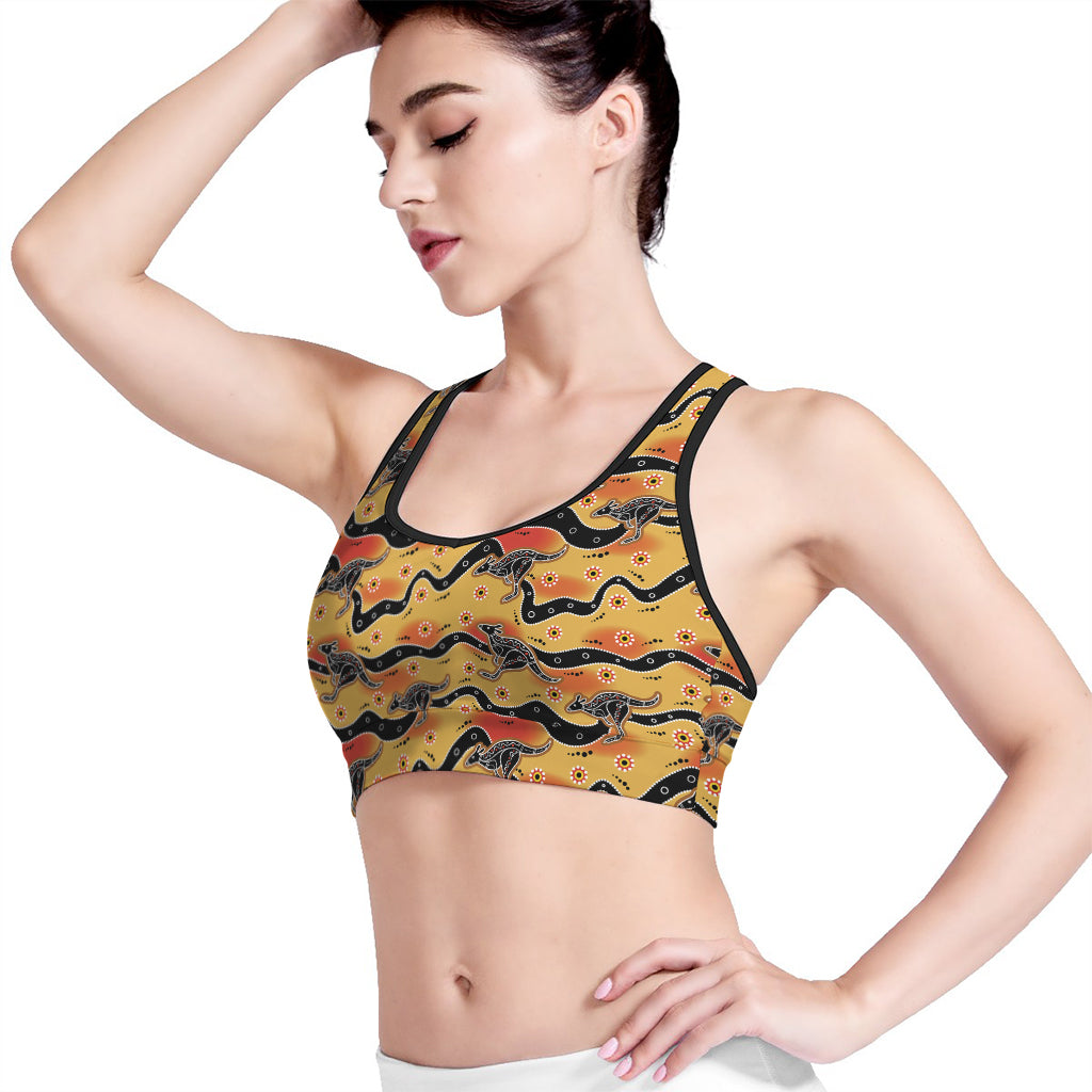 Aboriginal Kangaroo Pattern Print Women's Sports Bra