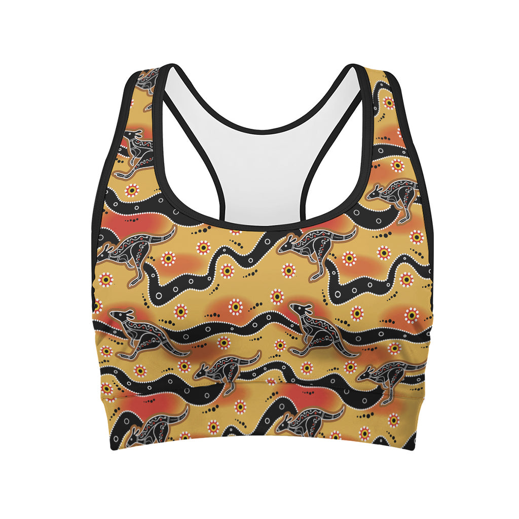 Aboriginal Kangaroo Pattern Print Women's Sports Bra