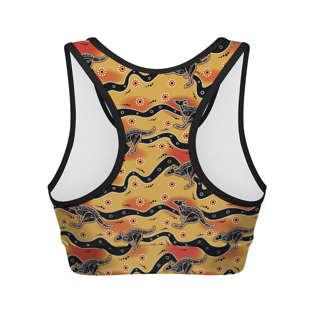 Aboriginal Kangaroo Pattern Print Women's Sports Bra
