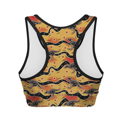 Aboriginal Kangaroo Pattern Print Women's Sports Bra