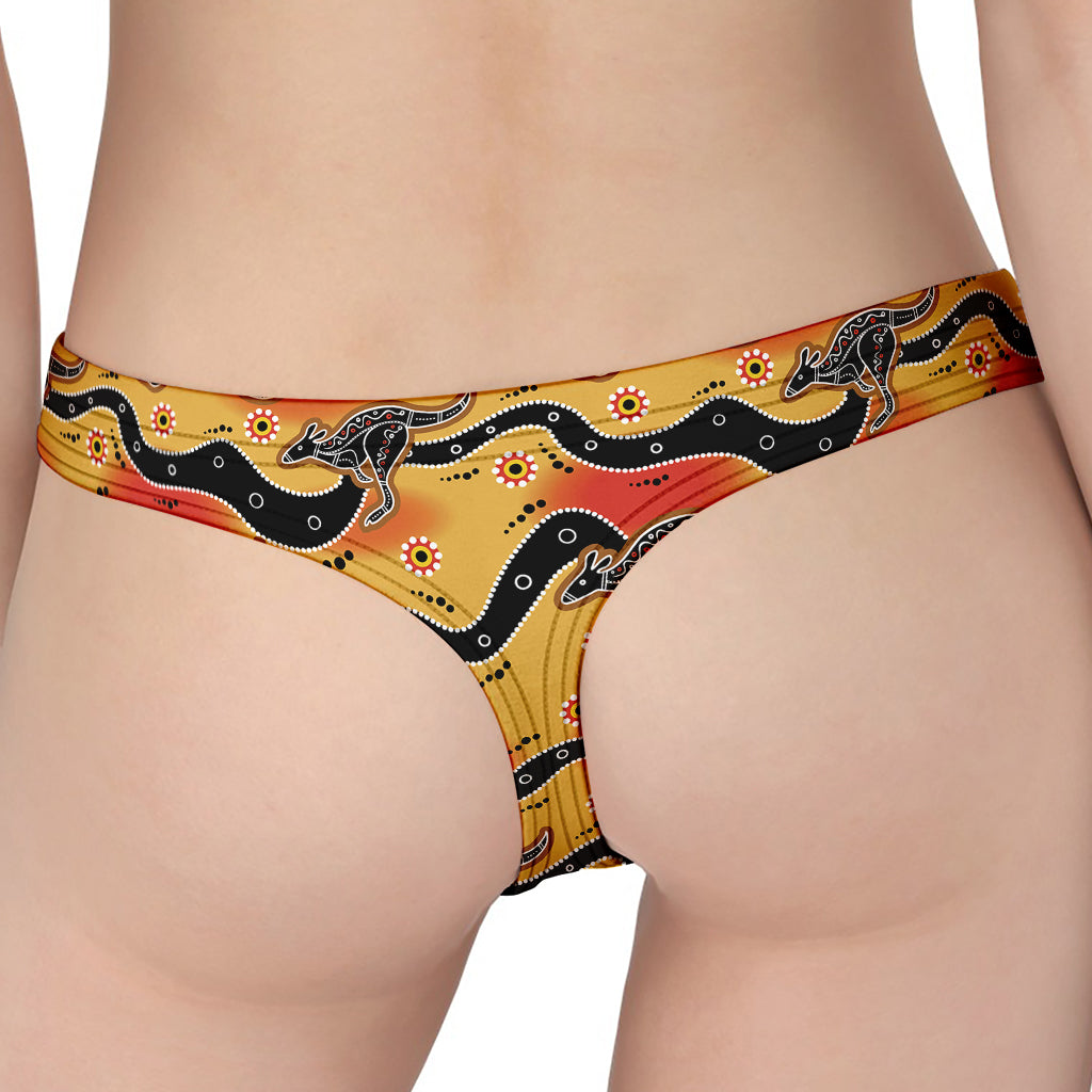 Aboriginal Kangaroo Pattern Print Women's Thong