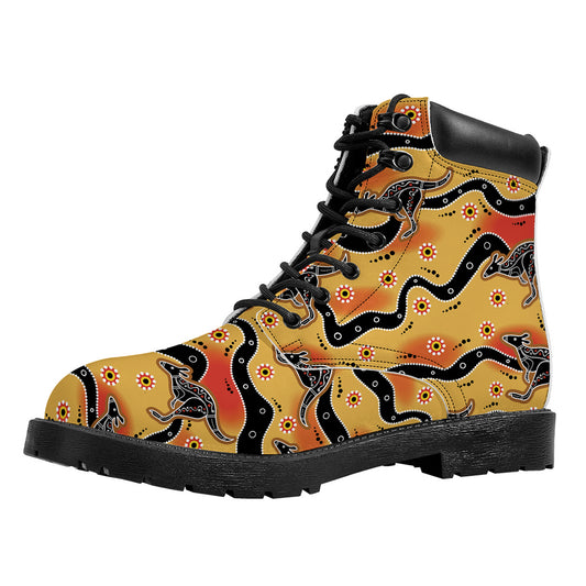 Aboriginal Kangaroo Pattern Print Work Boots