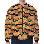 Aboriginal Kangaroo Pattern Print Zip Sleeve Bomber Jacket