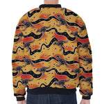 Aboriginal Kangaroo Pattern Print Zip Sleeve Bomber Jacket