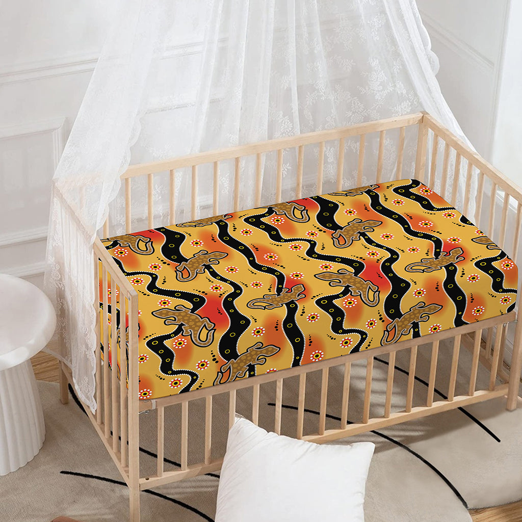 Aboriginal Lizard Pattern Print Baby Crib Sheet