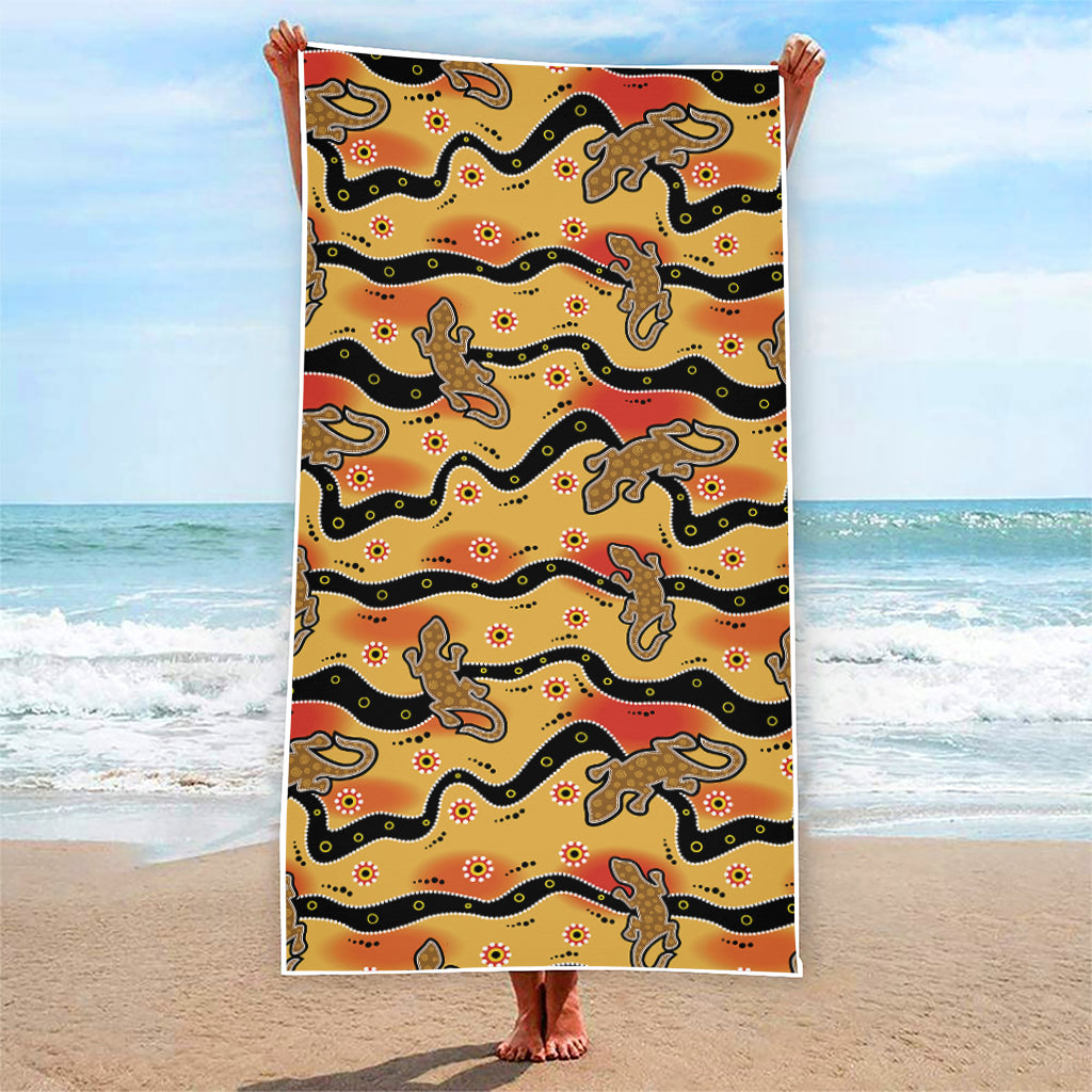 Aboriginal Lizard Pattern Print Beach Towel