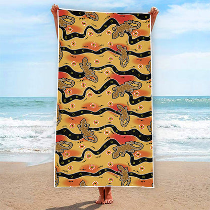 Aboriginal Lizard Pattern Print Beach Towel