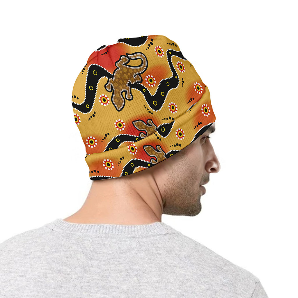 Aboriginal Lizard Pattern Print Beanie