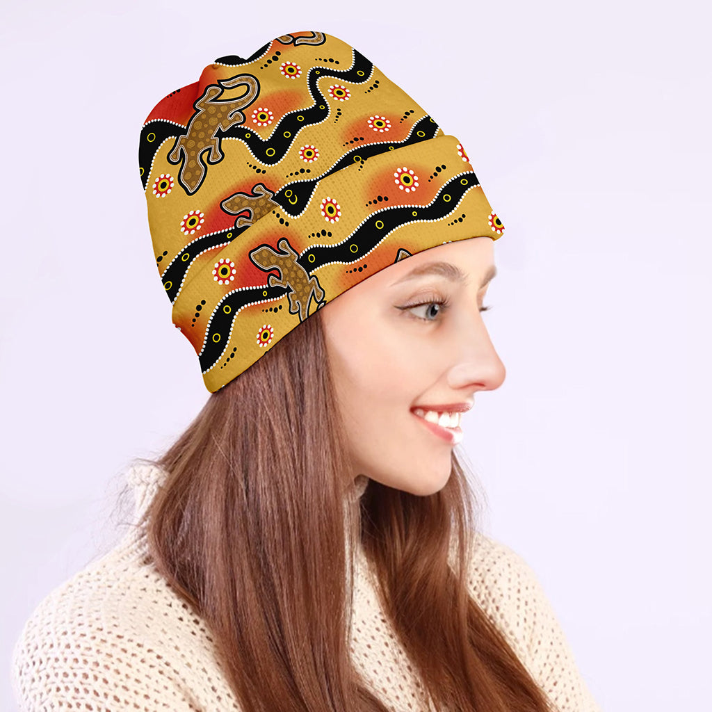 Aboriginal Lizard Pattern Print Beanie