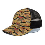 Aboriginal Lizard Pattern Print Black Mesh Trucker Cap