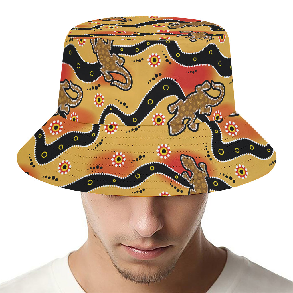 Aboriginal Lizard Pattern Print Bucket Hat