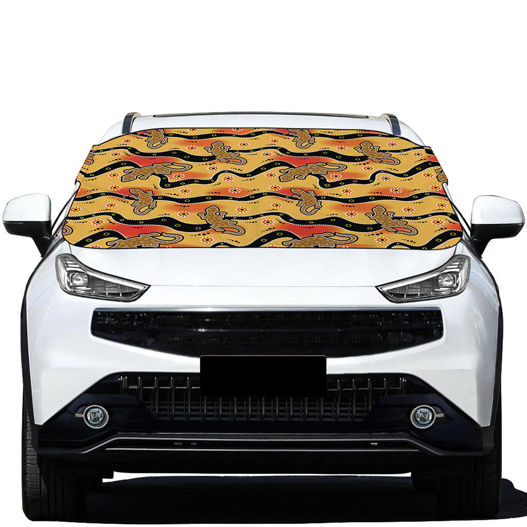 Aboriginal Lizard Pattern Print Car Windshield Snow Cover