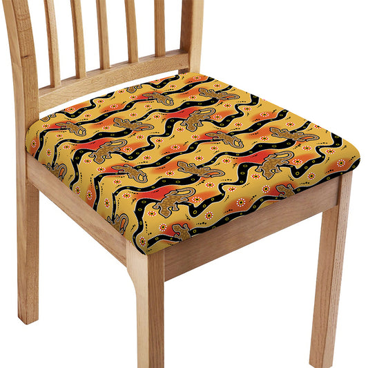 Aboriginal Lizard Pattern Print Chair Cushion Cover