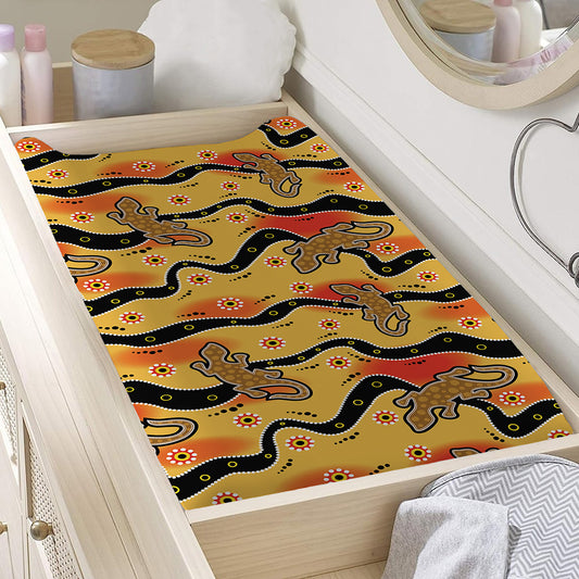 Aboriginal Lizard Pattern Print Changing Pad Cover