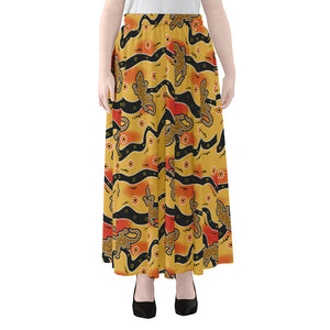 Aboriginal Lizard Pattern Print Chiffon Maxi Skirt