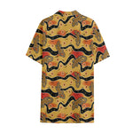 Aboriginal Lizard Pattern Print Cotton Hawaiian Shirt