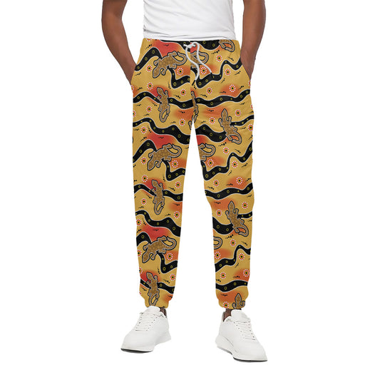 Aboriginal Lizard Pattern Print Cotton Pants