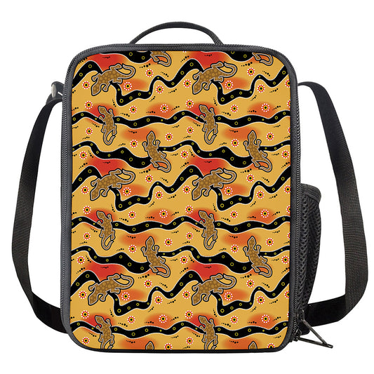 Aboriginal Lizard Pattern Print Crossbody Lunch Bag